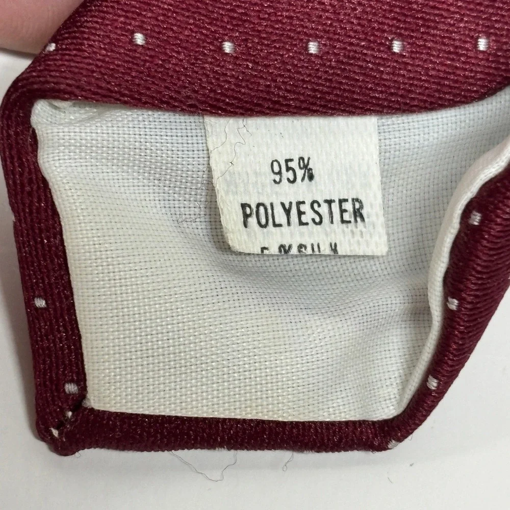 Oscar de la Renta Necktie Mens OS Burgundy Micro Dot‎ Pinhead Silk Blend